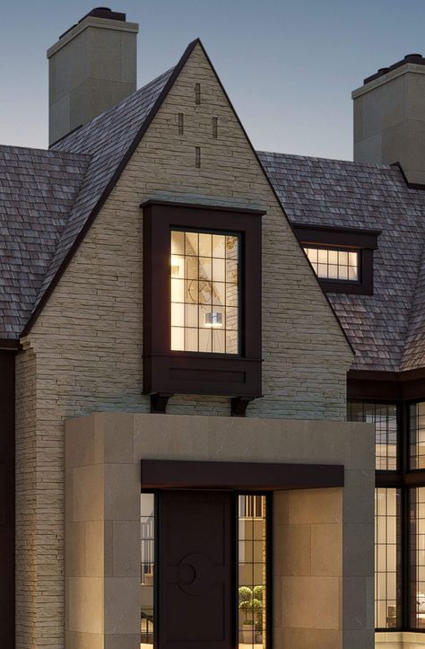 Contemporary Tudor - Sensus Design Studio Modern Tudor Home Exterior, Tudor Home Exterior, Modern Tudor Interiors, Modern Tudor House Exterior, Contemporary Tudor, Modern Tudor House, French Chateau Style Homes, Tudor House Exterior, Modern Tudor