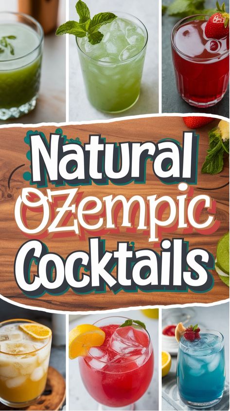 Variety of colorful cocktail drinks on display with text "Natural Ozempic Cocktails" in the center. Homemade Cortisol Drink, Cortisol Water Recipe, Cortisol Drink Recipe Morning, Cortisol Cocktail Recipe Easy, Cortisol Reducing Drink, Cortisol Detox Diet Drink, 21 Day Cortisol Detox Diet, Cortisol Detox Recipes, Cortisol Detox Diet Recipes