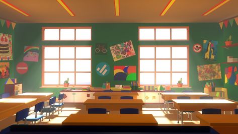 InCom Studio 3D - Asset - Cartoons - Background - Classroom - 02 3D model Gacha Daycare Background, Classroom Concept Art, Classroom Animation, Cartoons Background, Cartoon Classroom, Classroom Illustration, Background Classroom, Animation Schools, Background School