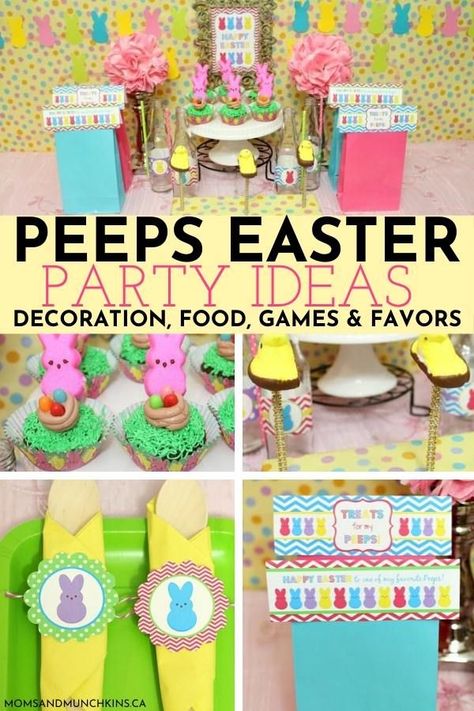 Do you love PEEPS marshmallows? If you're a huge fan of PEEPs, this Easter party ideas built around your favorite Easter treat will get you excited! With plenty of ideas for decoration, food, games and party favors, you'll definitely enjoy preparing this Easter party with us.  #PeepsEasterPartyIdeas #PeepsEasterPartyDecoration Peep Themed Party, Peeps Party Ideas, Peep Party Ideas, Peeps Birthday Party, Peep Decorations, Peeps Decorations, Peeps Party, Party Ideas Decoration, Easter Party Ideas