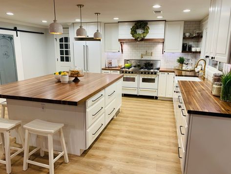 Butcher block kitchen cart