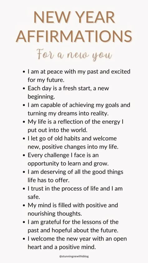 new-year-affirmations-for-a-new-you New Year 2024 Inspiration, Manifestations For New Year, New Year’s Eve Affirmations, Affirmation New Year, How To Manifest For The New Year, New Years Aspirations, Nye Affirmations, Monthly Affirmations January, New Years Meditation