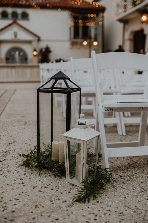 Outdoor Wedding Lantern Decor, Floor Lanterns Wedding Decor, Lantern Ceremony Decor, Lanterns At Wedding Ceremony, Wooden Lanterns Wedding Aisle, Black Lantern Wedding Decor, Black Lanterns Wedding Aisle, Wedding Arch Lanterns, Lanterns Down The Aisle Wedding