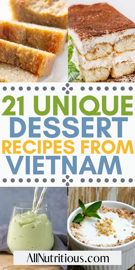 Unleash your inner cake artist with our epic list of cake ideas and cake recipes from Vietnam! Choose from a variety of flavors, textures, and decorations to create your very own masterpiece! Perfect for both sweet snack cravings and fabulous dessert bars. rn Easy Foreign Desserts, Vietnamese Dessert Easy, Vietnamese Recipes Dessert, Vietnamese Che Desserts, Easy Asian Dessert Recipes, Vietnam Dessert, Vietnamese Dessert Recipe, Colorful Cake Ideas, International Dessert Recipes