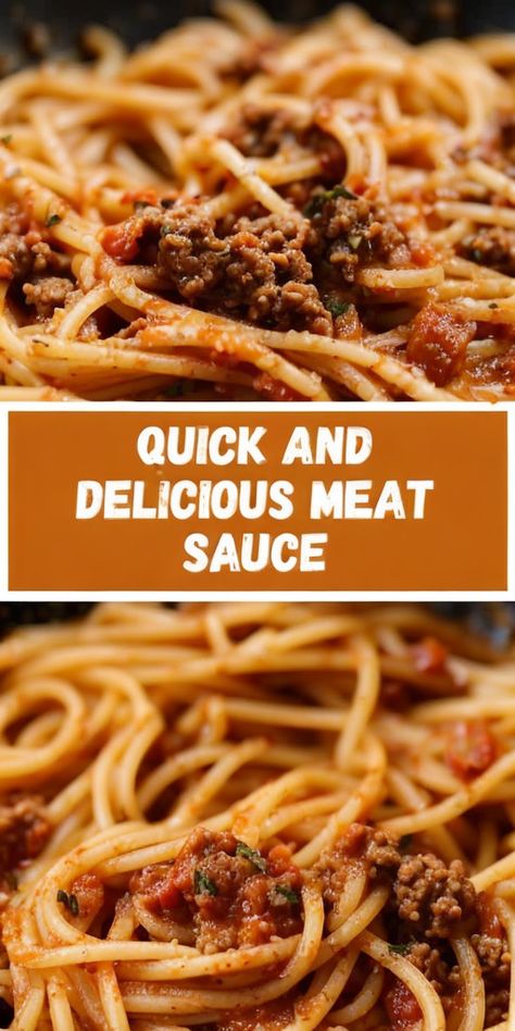 Whip up this quick & easy meat sauce for spaghetti lovers! Perfect for busy nights, rich in flavor, and done in no time. #WeeknightDinner #PastaLovers #EasyRecipes #Spaghetti #ItalianCuisine Meat Sauce For Spaghetti, Easy Meat Sauce, Spaghetti With Meat Sauce, Spaghetti With Meat, Recipe For Spaghetti, Meat Sauce Recipe, Homemade Meat Sauce, Spaghetti Recipes Easy, Delicious Spaghetti