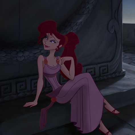 From animated Disney film, “Hercules” (1997). Meg Hercules Wallpaper, Megara Hercules Aesthetic, Meg Hercules Aesthetic, Hera Hercules, Meg From Hercules, Ali Core, Hercules Muses, Hercules Costume, Hercules Megara