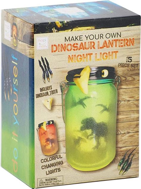 Dinosaur Night Light DIY gift for kids, easy to put together. Great Christmas gift to boost creativity for kids of all ages. Dinosaur Lantern, Lantern Night, Diy Dinosaur, Dino Toys, Drawing Toys, Fun Arts And Crafts, Diy Lanterns, How To Make Lanterns, Christmas Gifts For Boys