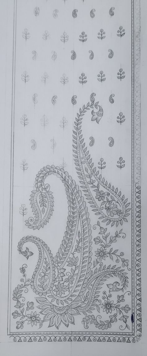 Paisley Embroidery Designs Patterns, Chicken Kari Motifs, Paisley Embroidery Pattern, Mughal Paisley Motifs, Paisley Motif Embroidery, Kasmiri Embroidery Work, Mughal Embroidery, Chikankari Design, Paisley Stencil