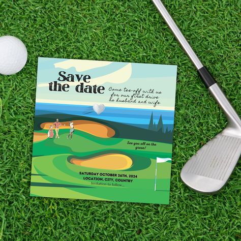 Golf Themed Wedding, Save Our Date, Themed Wedding Invitations, Newly Engaged Couple, Save The Date Card, Perfect Date, Custom Stationery, Wedding Save The Date, Life Happens