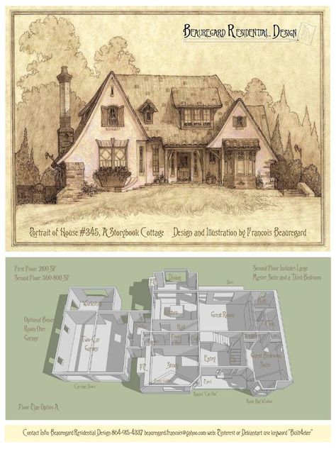 Fairytale Cottage Floor Plans, Storybook Cottage House Plans, Preservation Architecture, Plan Of House, Cottage Blueprints, Storybook House Plan, Brick House Plans, Fantasy Buildings, Bungalow Ideas