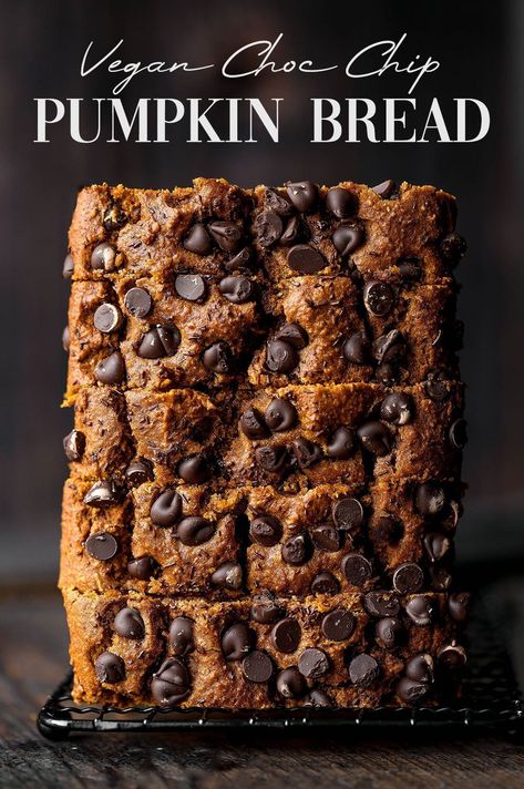 Vegan Pumpkin Chocolate Chip Bread Vegan Pumpkin Chocolate Chip Bread, Healthy Protein Desserts, Df Recipes, Dairy Free Cheesecake, Vegan Pumpkin Recipes, Chocolate Chip Bread, Pumpkin Chocolate Chip Bread, Pumpkin Chocolate Chip, Pumpkin Bread Recipe