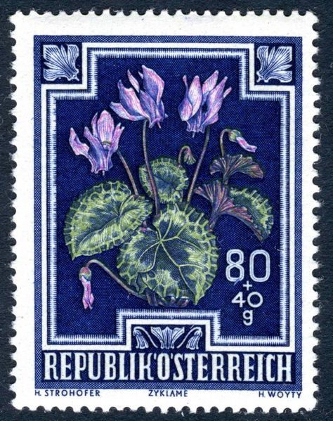 Austria, Stamp, Collectibles, Purple, Flowers