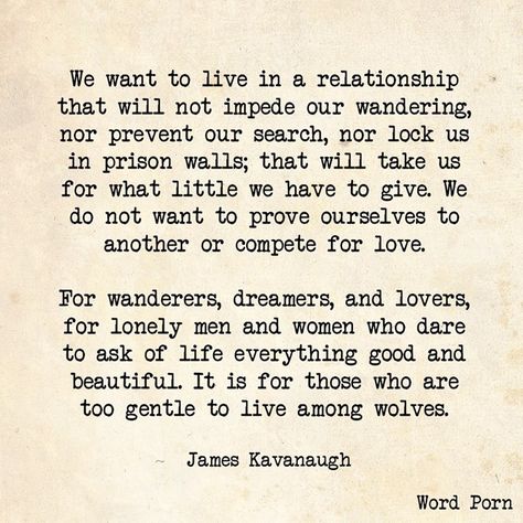 "For wanderers, dreamers, and lovers, for lonely men and women who dare to ask of life everything good and beautiful. It is for those who are too gentle to live among wolves" -James Kavanaugh Dreamers And Lovers, Quote Unquote, Say Word, Words Worth, Believe In Magic, Cute Love Quotes, Fire Heart, Kiss You, Pretty Words