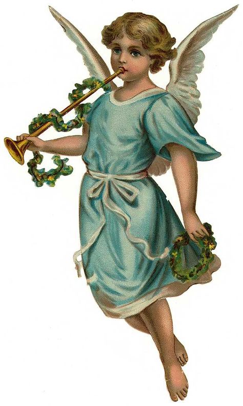 angel Angel With Trumpet, French Images, Victorian Angels, Craft Label, Victorian Scrap, Images Vintage, Victorian Christmas, Fairy Angel, Angel Art