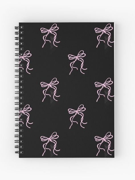 "Black and Pink Coquette Bows" Journal for Sale by Creative Brat Design Studio Pink And Black Aesthetic Coquette, Black Journal Cover Ideas, Coquette Notebook Cover Design, Black Pink Journal Ideas, Black And Pink Coquette, Cute Notebook Covers, Black Journals, Pretty School Supplies, Capa De Caderno Personalizada