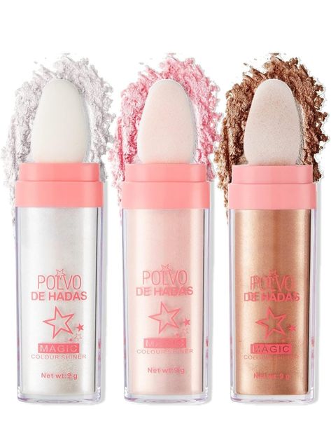 New Highlight Puff Stick--This is the latest highlight puff stick, Fairy Stick, Fairy Bomb or Polvo De Hadas ,latest shimming cosmetics. It is suitable for both face and body, make the body glowing and the face become more eye-catchingLightweight, spreads evenly on skin without being sticky.The product contains ultra-fine luminous particles, making you glow like a stunning goddess. Highlighter Design, Stick Fairy, Fairy Stick, Glitter Highlighter, Highlight Powder, Makeup Stick, Highlighter Powder, Face Brightening, Stick Highlighter