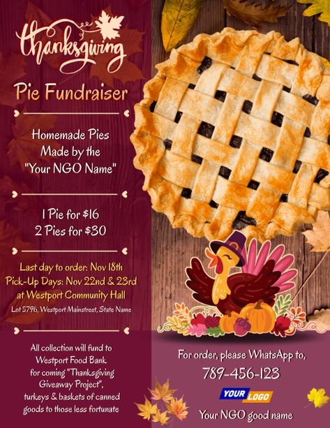 Please like & share, click to edit online & enjoy free download :-) Thanksgiving Flyer, Pie Banner Thanksgiving, Thanksgiving Flyer Templates, Fundraiser Flyer, Thanksgiving Pies, Homemade Pie, Cool Names, Pumpkin Pie, Flyer Design