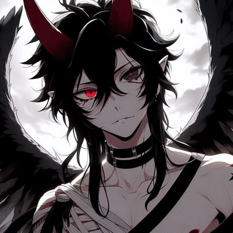 Incubus Demon, Guys With Black Hair, Demon Boy, Anime Demon Boy, Japanese Horror, Oc Drawings, Anime Guys Shirtless, Cool Anime Guys, Anime Wolf