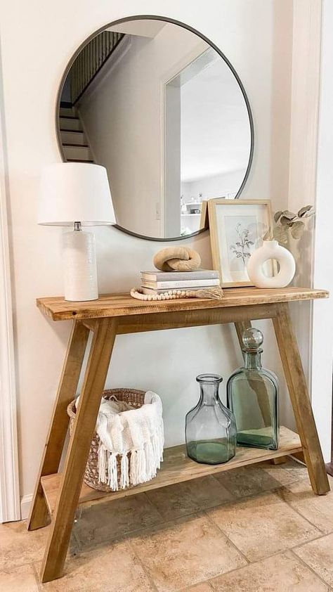 Scandinavian House Design, Rustic Entryway Table, Living Room Wall Decor Ideas, Room Wall Decor Ideas, Console Table Styling, Living Room Decor Inspiration, Wall Decor Ideas, Valley View, Living Room Wall Decor