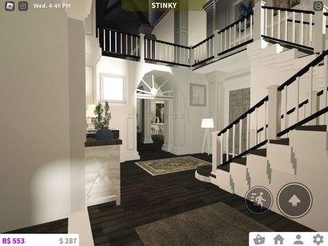 Entry Way Ideas Bloxburg, Bloxburg Entryway, Bloxburg Entrance, Bloxburg Entrance Ideas, Modern Mansion Interior, Blocksburg Room Ideas￼, Bloxburg Houses, Bloxburg Builds, Entrance Way