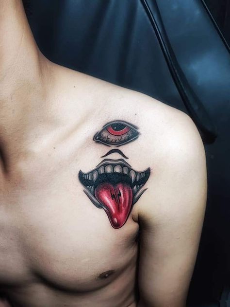 Small Face Tattoo Ideas, Tuff Tattoos, Tattoo Fancy, Lip Print Tattoos, Small Face Tattoos, Wrist Band Tattoo, Mouth Tattoo, Samurai Warrior Tattoo, Adventure Tattoo