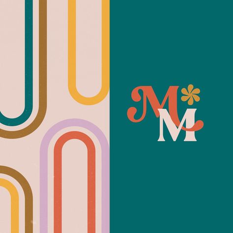 Sneak peek of a recent brand we’ve worked on; 60s / 70s vibes meets retro bohemian ✨🤩 #retrodesigns #graphicdesign #brandingdesigner #freelancegraphicdesigner #brandingstudio #creative #graphicdesignerforhire #graphicdesign #designforinspo #marketingdigital #smallbrand Retro Modern Branding, Mid Century Branding, Mid Century Modern Logo, 60s Branding, 60s Graphics, 70s Branding, Retro Monogram, Funky Frames, Graphic Designer Branding