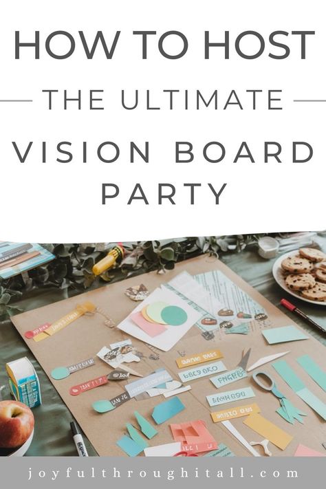 vision board party ideas for Hosting A Vision Board Party Vision Board For Adults, Becoming Board Ideas, New Year Vision Board Party Ideas, Host Vision Board Party, Diy Inspo Board, Annual Vision Board, Dream Board Party Ideas, Vision Board Gathering, Building A Vision Board