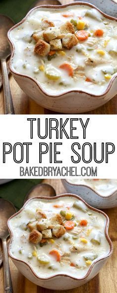 Slow Cooker Turkey Soup, Turkey Pot Pie Soup, Creamy Turkey Soup, Leftover Turkey Soup, Turkey Pie, Leftover Thanksgiving, Turkey Soup Recipe, Thanksgiving Leftover Recipes, Turkey Pot