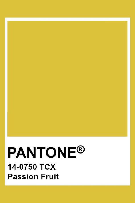 Pantone Tcx Yellow, Passion Fruit Color Palette, Pantone Giallo, Color Palettes For Home, Home Color Ideas, Graphic Design Color, Pantone Tcx, Home Color Palette, Pantone Colours