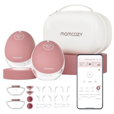 Limited-time deal: Momcozy Breast Pump Hands Free Mobile Flow | M9, App Discreet Control with Personalized Multi-Modes & 15 Levels, Independent Breastmilk Storage, Wearable Breast Pump M9 24mm, 2 Pack Cozy Red Breastmilk Storage, Breast Pump, Hands Free, 2 Pack