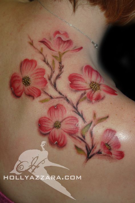 Dogwood Tattoo, Pink Dogwood Tree, Tree Branch Tattoo, Cherry Blossom Tree Tattoo, Blossom Tree Tattoo, Branch Tattoo, Pink Dogwood, Blossom Tattoo, Cherry Blossom Tattoo