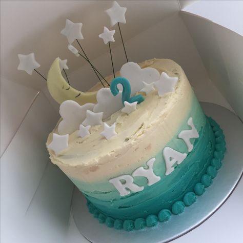 Moon Themed Cake, Two The Moon, Moon Baby Shower, The Moon And Stars, Moon Baby, Birthday Board, Sheet Cake, Moon And Stars, Buttercream Cake