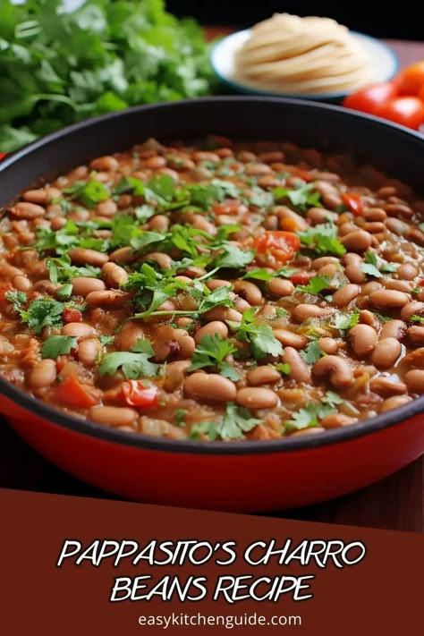 Pappasito's Charro Beans Recipe - Easy Kitchen Guide Beans With Bacon Mexican, Charo Beans Recipe Crockpot, Beans A La Charra Recipe, El Charro Beans, Homemade Charro Beans, Lupe Tortilla Charro Beans, Boracho Bean Recipe Easy, Easy Charro Beans With Canned Beans, Charro Beans With Canned Beans