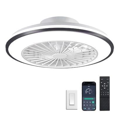 PRICES MAY VARY. 【Bladeless Modern Smart Ceiling Fan】: This innovative ceiling fan features a bladeless design, providing a safer and more energy-efficient option compared to traditional ceiling fans. Its modern and sleek appearance adds a touch of sophistication to any room. 【6 Wind Speed & 3 Light Modes】: This modern ceiling fan with lights has 6 wind speeds to choose from. Low/medium/high/natural/sleep wind speed meet different needs. The light has 3 light color modes: warm white/neutral whit Bedroom Fan Ceiling, Ceiling Fan Black, Fan Bedroom, Bedroom Fan, Low Profile Ceiling Fan, Bladeless Ceiling Fan, Traditional Ceiling Fans, Ceiling Fan Bedroom, Ceiling Fans With Lights