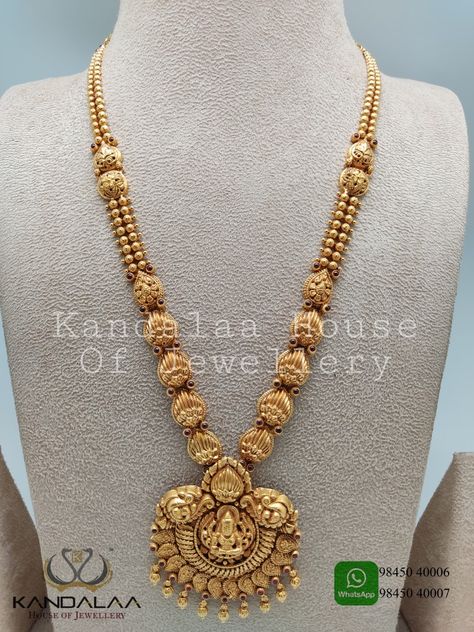 Pearl Haram Designs Gold, Lakshmi Haram, Jewellery Photo, Kalamkari Dresses, Haram Designs, Long Haram, Gold Jewels Design, Neck Pieces Jewelry, Antique Necklaces Design