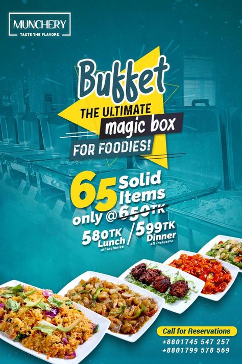 Lunch Buffet, Magic Box, Food Ads, Buffet Food, Food Packaging Design, Social Media Design Graphics, Creative Posters, Creative Ads, Creative Advertising