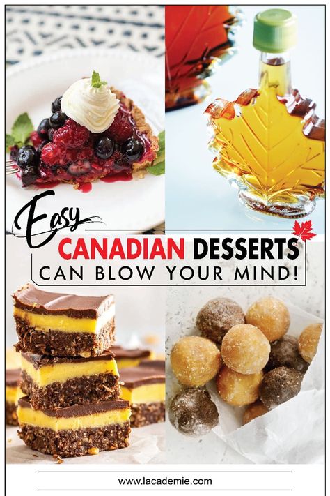 Nanaimo bars, maple syrup, and other Canadian desserts immerse you in tastiness. French Canadian Meat Pie Recipe, Canadian Desserts, Canadian Dessert Recipes, Canadian Meat Pie Recipe, Five Spice Pork, Canadian Dessert, Canadian Recipes, Canadian Dishes, Desserts Around The World