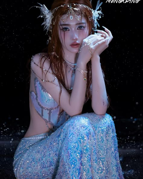 🌌 When night falls, the LINGUAQING corset series sparkles brilliantly. ✨🌙 #kayasuba #mermaidtop #musicfestivaltop #butterflytop #mermaidcorset #corset #fashionstyle Dr Photoshoot, Irl References, Photoshoot Moodboard, Mermaid Top, Chibi Sketch, Everything Is Blue, Dreamy Photography, Preformance Outfits, Mermaid Aesthetic