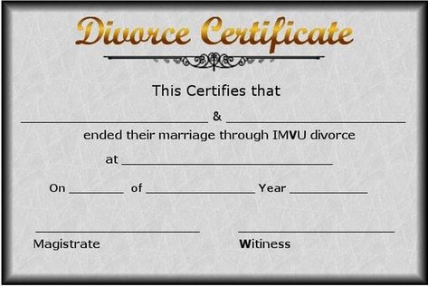 Printable Divorce Papers, Divorce Certificate, Best Friend Application, Certificate Sample, Funny Certificates, Divorce Forms, Christmas Ornament Template, Divorce Papers, Certificates Online