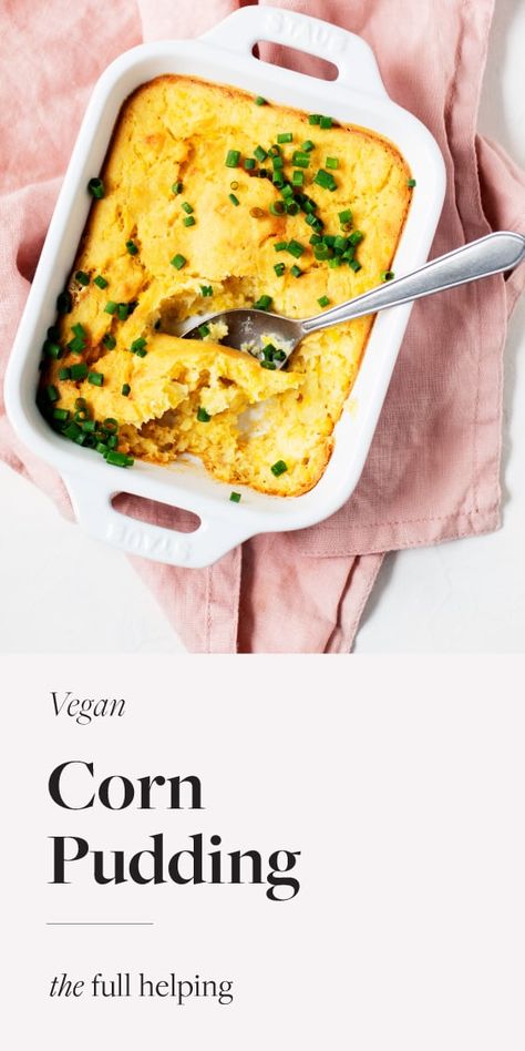 Vegan Corn Pudding Vegan Corn Pudding, Wet Cornbread, Vegan Corn Casserole, Savory Plant, Cornbread Pudding, Corn Souffle, Vegan Cornbread, Corn Casserole Recipe, Fall Vegan Recipes