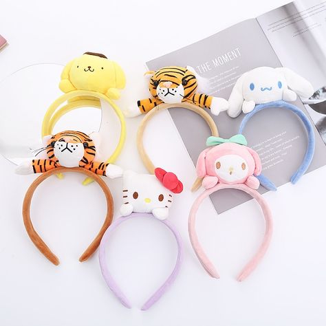 Bando Cute, Bando Aesthetic, Pompompurin Headband, Sanrio Headband, Sanrio Hair Accessories, My Melody Cartoon, Kawaii Party Hair Accessories Headband, Sanrio Scrunchie, Sanrio Hair Clip