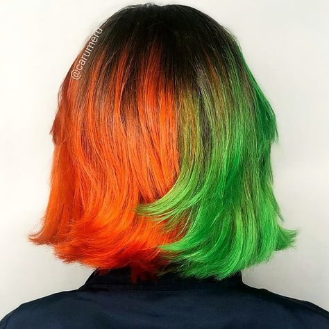 Orange And Green Hair, Smokey Hair, Directions Hair Dye, Ice Hair, Fantasy Hair Color, Fire Hair, Neon Hair, Turquoise Hair, Fantasy Hair