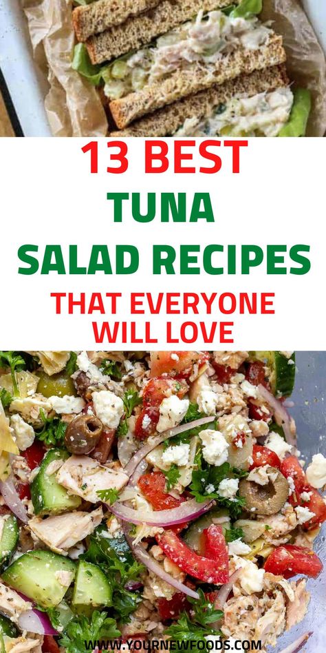 13 Salad Recipes With Tuna - Delicious Tuna salad meals with recipes. Delicious salad recipes taking you into the spring and summer months. Find some of the best recipes including Egg salad recipes, Avocado salad, Tuna salad, Vegan salad recipes. Salads to take on a picnic or for having friends over to go with your BBQ. Lighter lunches or dinner sides, Too many to mention so be sure to browse and find and share your favorites. Fancy Tuna Salad, Salad Recipes Avocado, Recipes With Tuna, Meals With Recipes, Tuna Salad Recipes, Easy Tuna Recipes, Healthy Tuna Recipes, Egg Salad Recipes, Tuna Salad Recipe Healthy