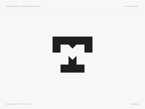 Negative Space T+M Monogram Rebound by Kasparas Sipavičius on Dribbble Tm Monogram Logo, Tm Tattoo, Tm Monogram, Tm Logo, Negative Space Logos, Typographic Logo Design, M Monogram, Apple Logo Wallpaper Iphone, Text Logo Design