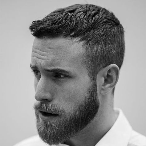 Short Crew Cut   Classic Tapered Sides   Short Beard Bart Styles, Round Face Men, Man With A Beard, Beard Hairstyle, Short Beard, Awesome Beards, Beard Styles For Men, Popular Haircuts, Corte De Cabelo Masculino