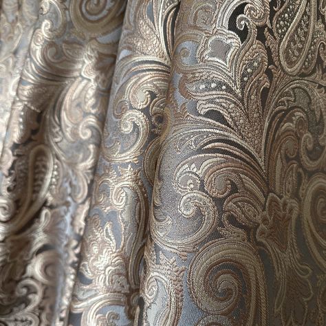 Transform your living room or bedroom with these exquisite Gold Damask Jacquard Curtains. The luxury bohemian pattern adds a touch of elegance to any space, while the custom Victorian floral design brings a timeless charm to your decor. These curtain panels are crafted with rich texture and attention to detail, ensuring a high-quality addition to your home. Choose from several hanging styles such as grommets top, rod pocket, or pencil pleat, allowing you to customize the look to suit your person Gold Curtains Living Room, Luxury Curtains Living Room, Luxury Drapery, Jacquard Curtains, Victorian Curtains, Luxury Bohemian, Damask Patterns, Elegant Draperies, Classic Curtains