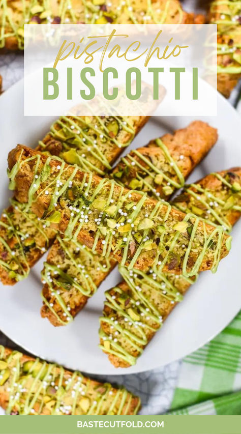 Made with crunchy pistachios and pistachio flavoring, this white chocolate pistachio biscotti recipe is a pistachio lover’s dream. Plus the green color palette makes it perfect for St. Patrick's Day! How To Make Pistachio Butter, Pistachio Biscotti, Pistachio Butter, Pistachio Recipes, Biscotti Cookies, Biscotti Recipe, Chocolate Drizzle, Italian Recipes Authentic, Gel Food Coloring