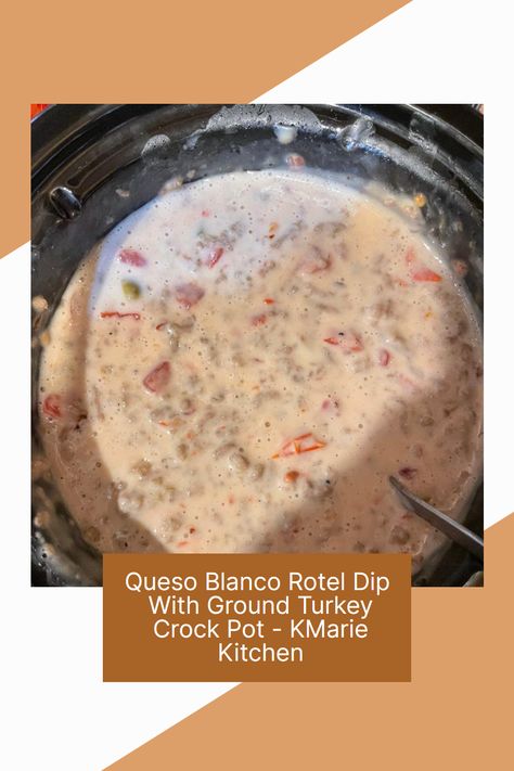 Creamy Rotel Dip with ground turkey Ground Turkey Queso Dip, Turkey Rotel Dip, Rotel Dip With Ground Turkey, Ground Turkey Crock Pot, Rotel Dip, Crock Pot Dips, How To Make Turkey, Queso Dip, Black Food