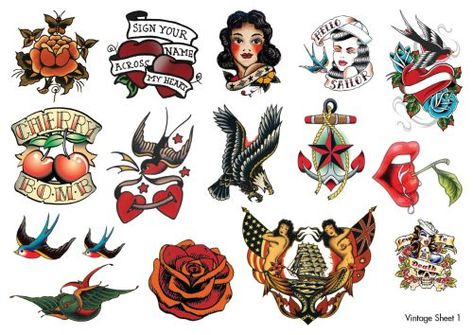 Temporary Tattoos Rockabilly Try Before Committing Amazing Raymond Rockabilly Tattoos, Vintage Tattoo Art, Rockabilly Tattoo, Sailor Tattoos, Vintage Tattoo Design, Sailor Jerry Tattoos, Retro Tattoos, Japanese Dragon Tattoos, Traditional Tattoo Art