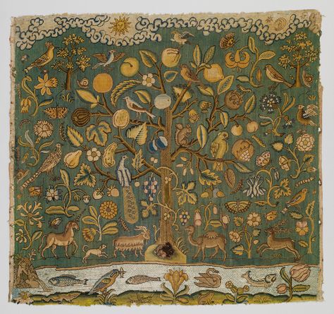 Medieval Tapestry, Tree Of Life Art, Antique Samplers, Hur Man Målar, The Tree Of Life, Antique Textiles, Nature Wall, Art Textile, Nature Wall Art